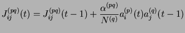 $ {\tilde{x}_i^{(p)*}}(t)=(1-\beta) {\tilde{x}_i^{(p)*}}(t-1) + \beta \tilde{x}_i^{(p)}(t)$