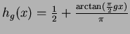 $ h_g(x)=\frac{1}{2}+\frac{\arctan(\frac{\pi}{2} gx)}{\pi}$