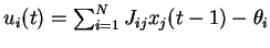 $\displaystyle E(u_i(t))=u_i^* \simeq m^* \sum_{j=1}^N J_{ij} -\theta_i$